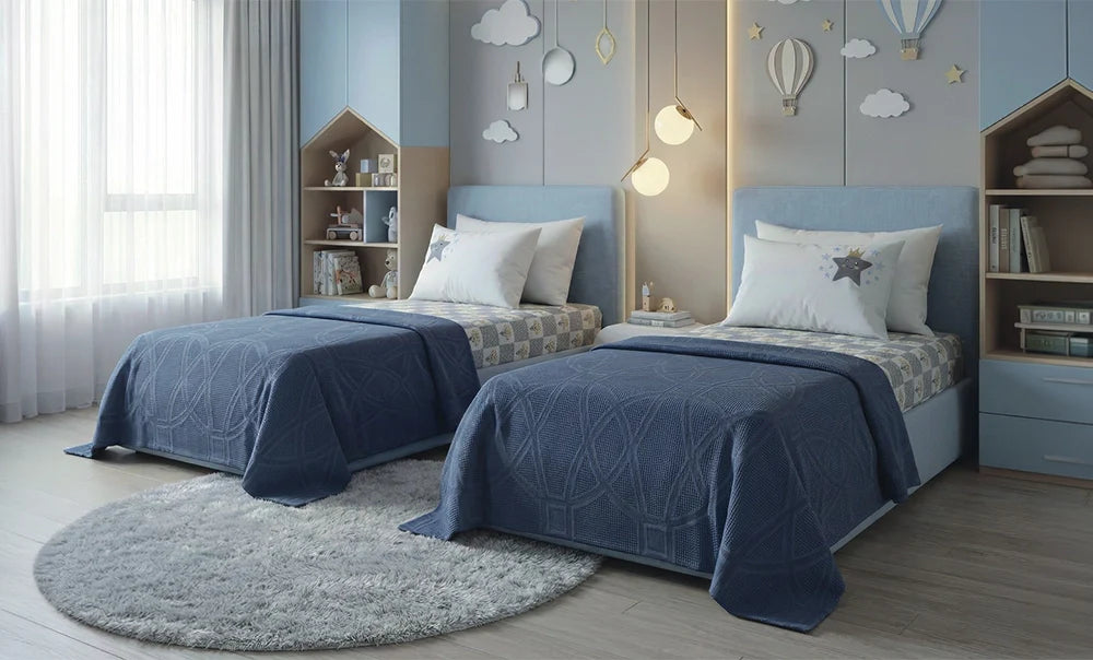 Camila single embroidered Ebro coverlet, 6 pieces