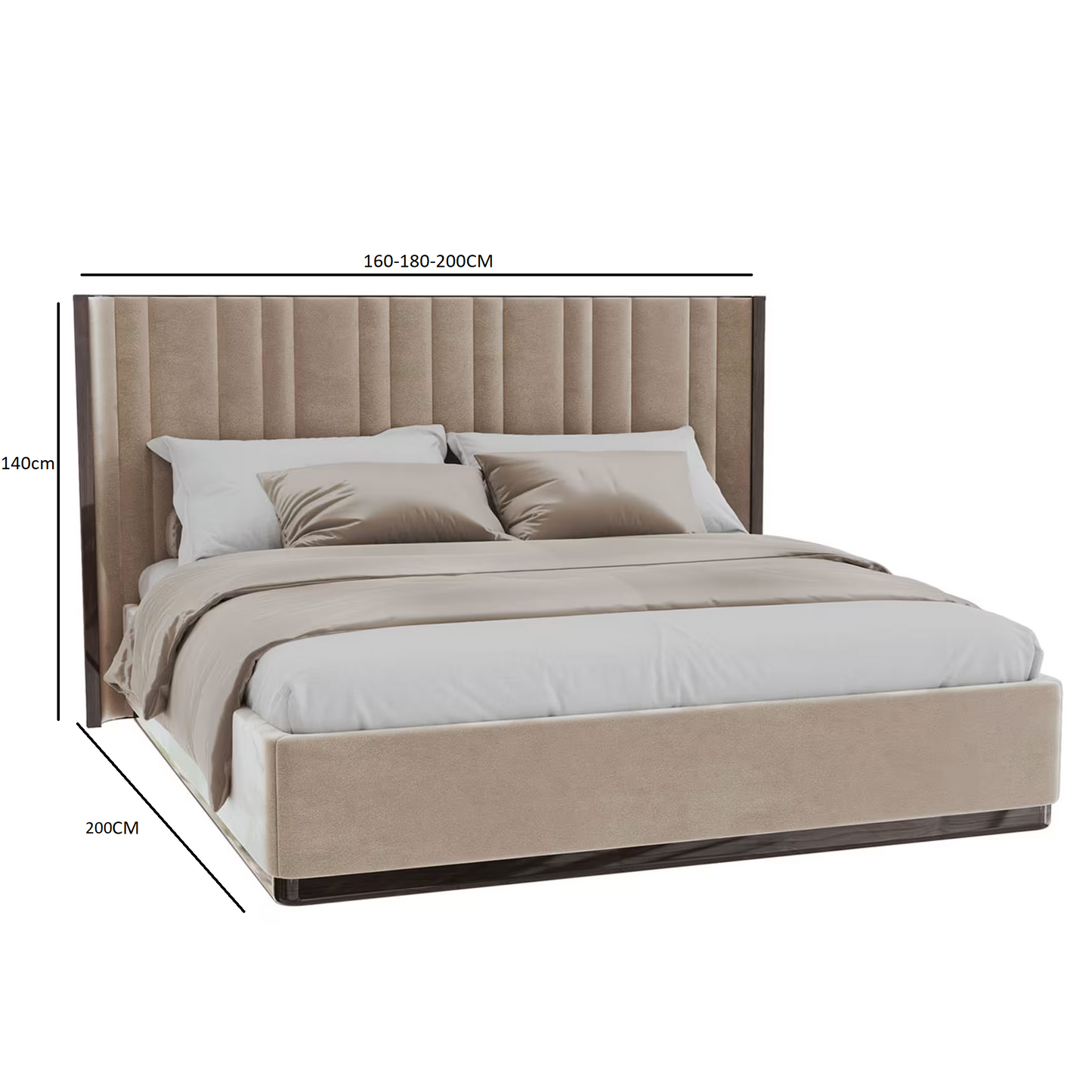 Saga 140 italian curved bed upholstered in velvet fabric