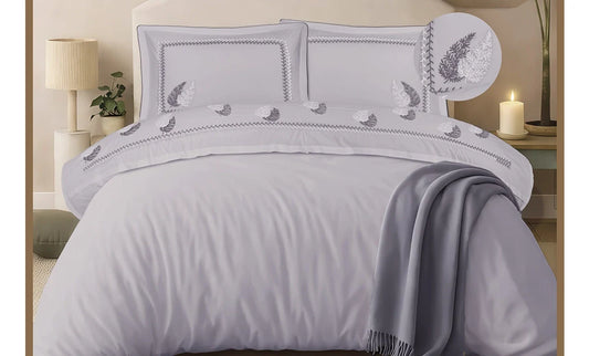 Double leaves embroidered sheet, 4 pieces