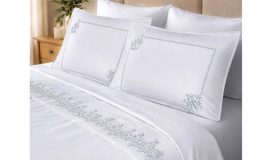 Double embroidered bed sheet, 4 pieces