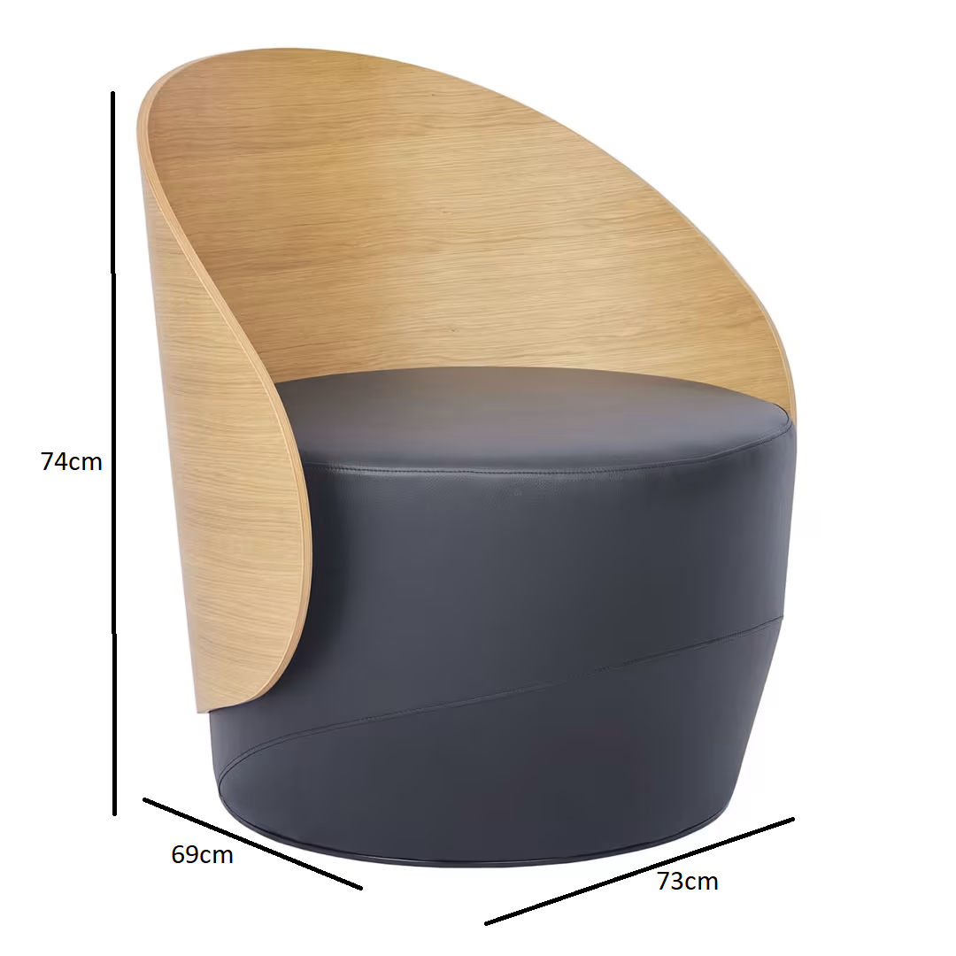 Ohr oak black swivel armchair