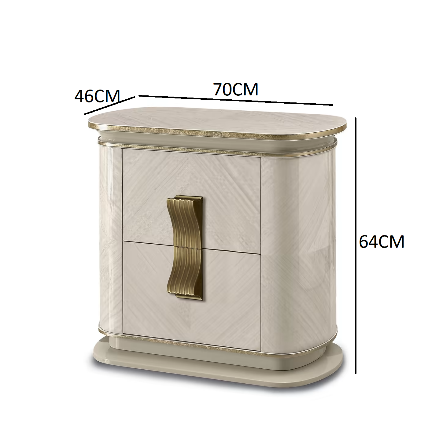 White and gold bedside table