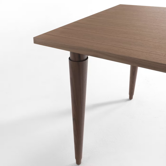 There is a wooden table