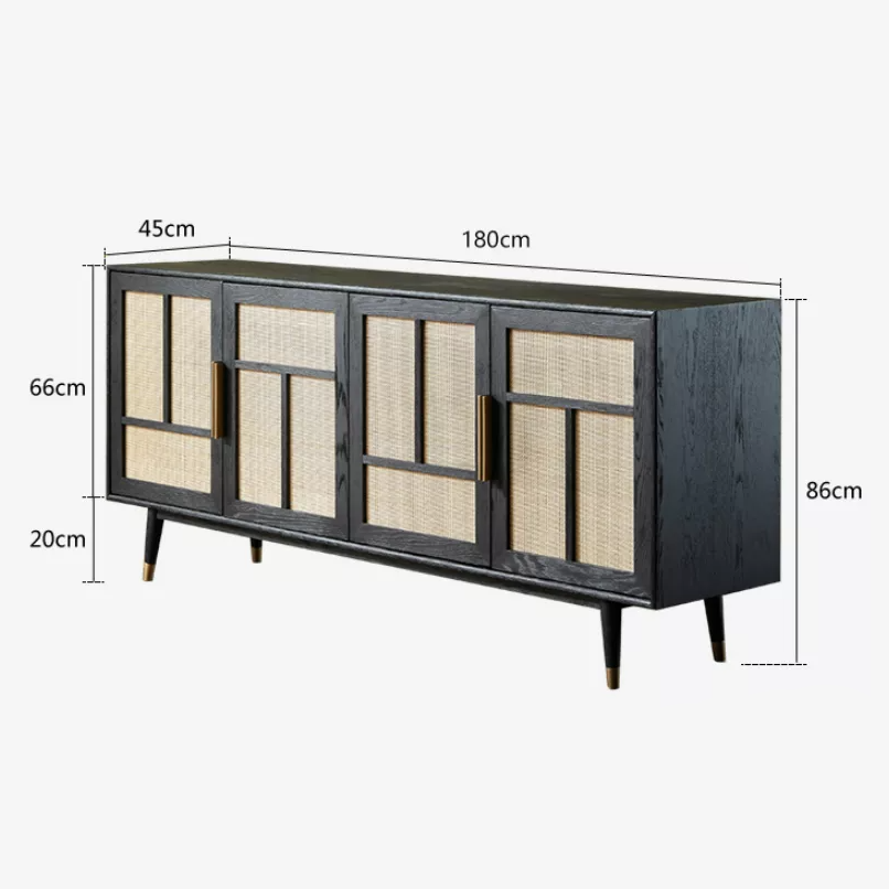 Sleek Black Rattan Storage