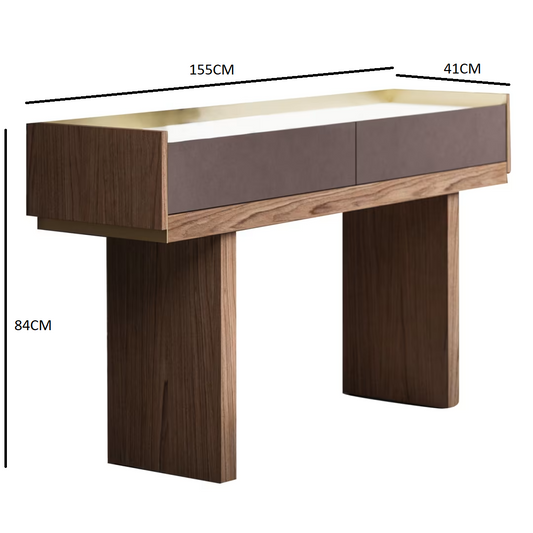 Block console with calacatta marble top