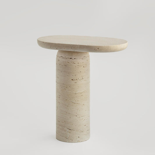 Travertine side table