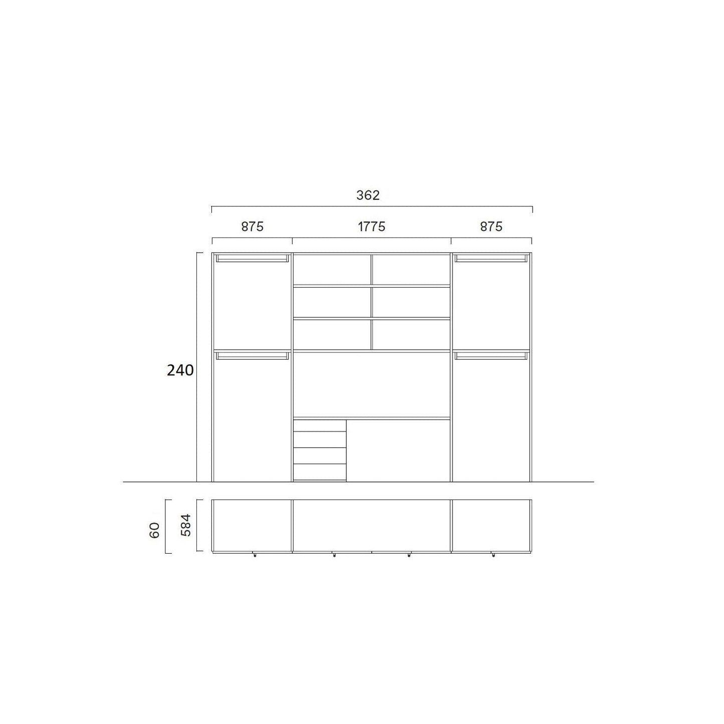 wardrobe with a hidden study corner