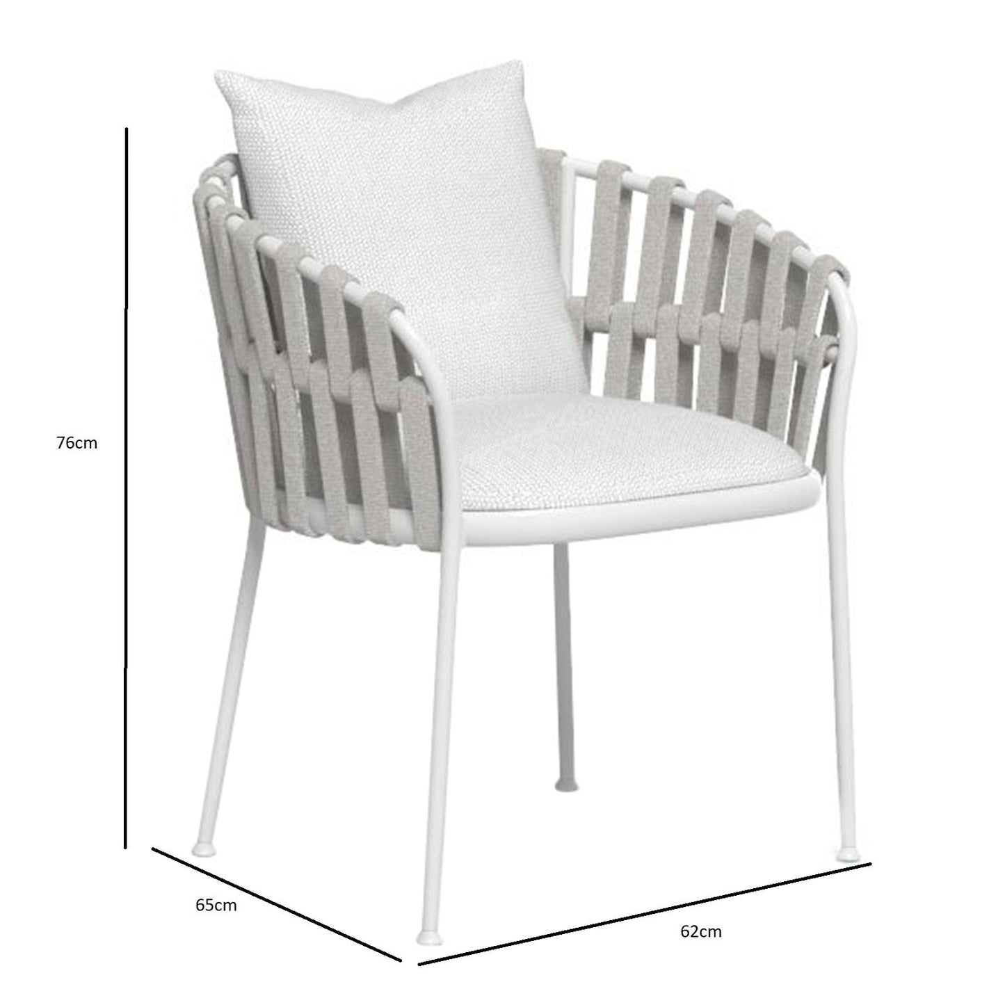 Outdoor armchairs with white fabric frame