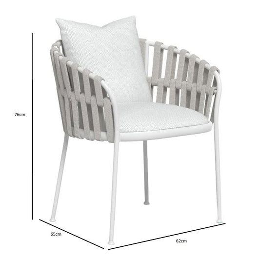 Outdoor armchairs with white fabric frame