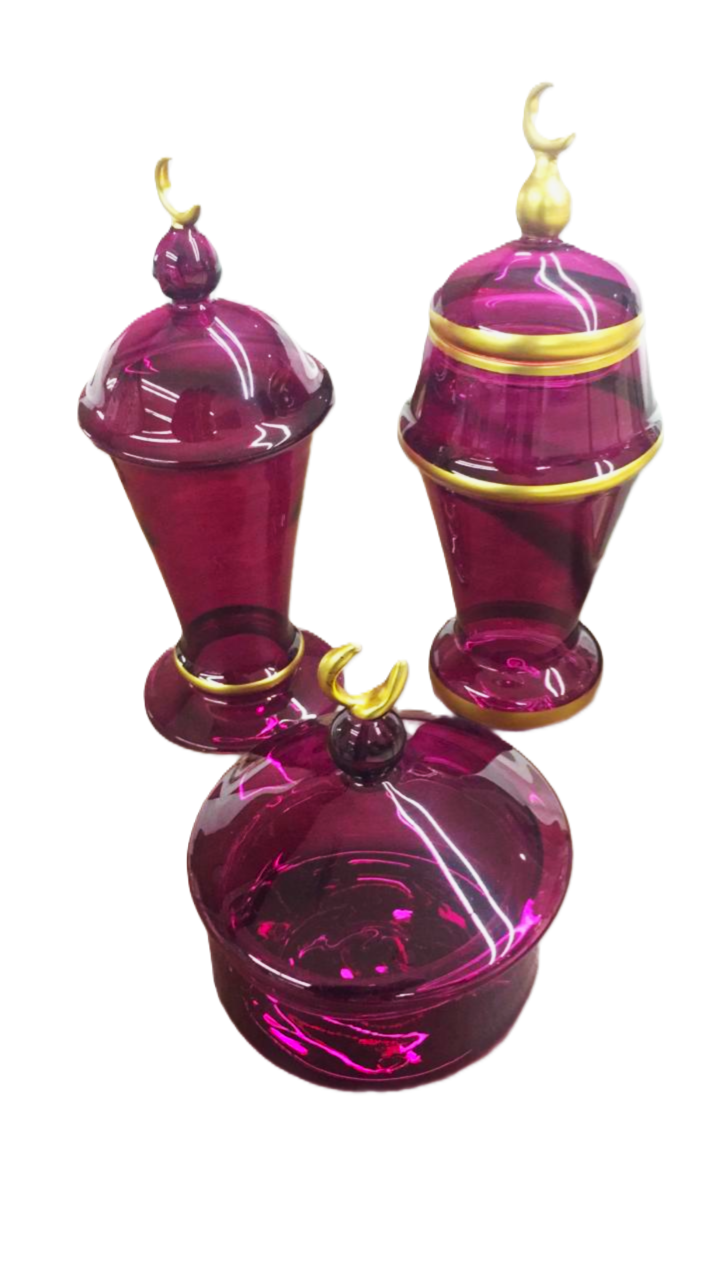 Glass lantern with Bonbonniere Set of 3