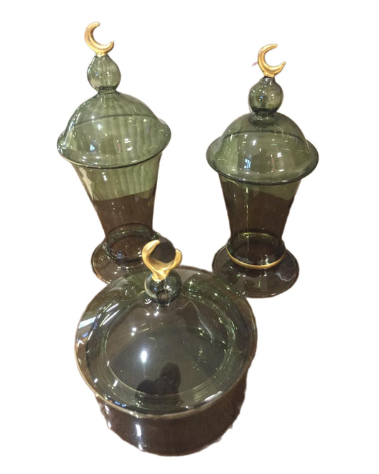 Glass lantern with Bonbonniere Set of 3
