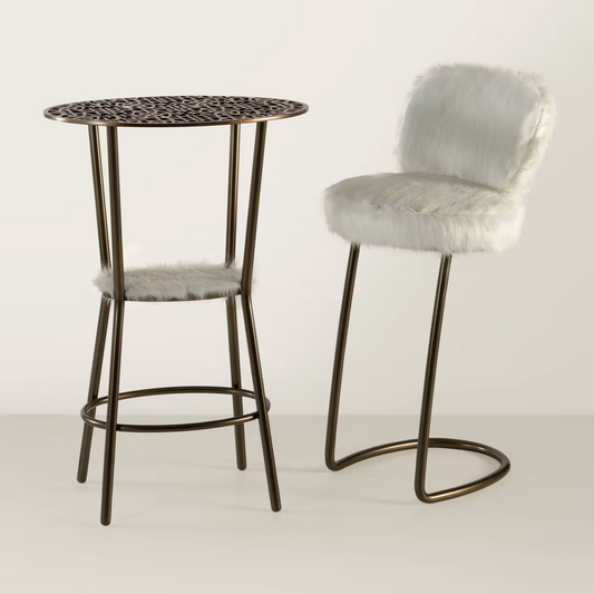 white furry stool