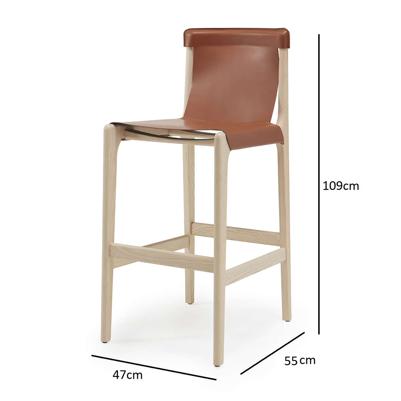 Burano brown leather counter stool