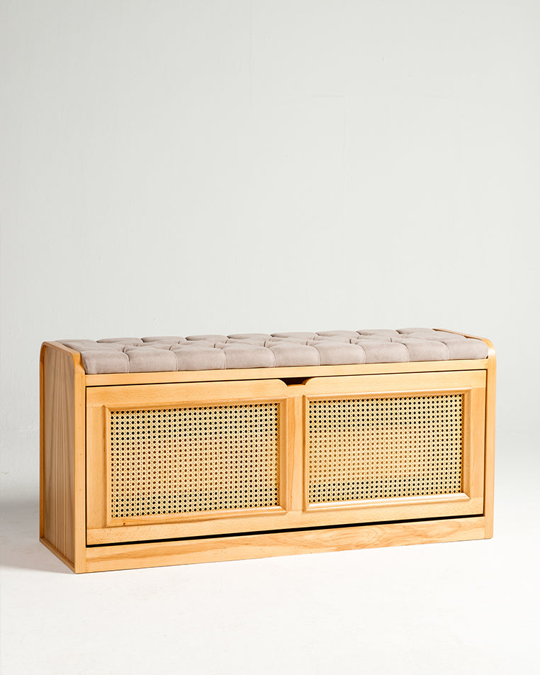 Light Rattan Shoe Storage Bench