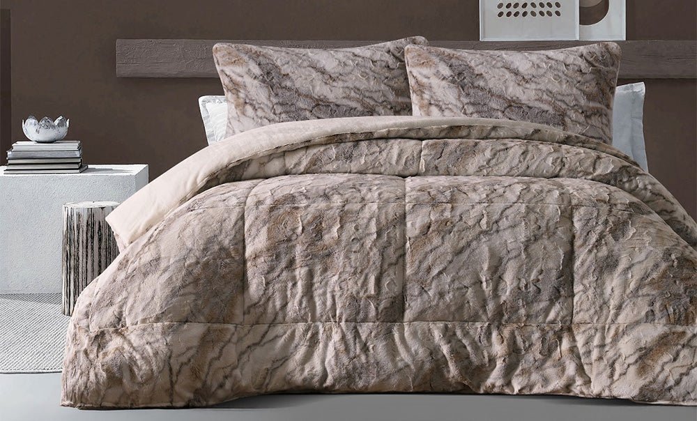 Single fur winter comforter set, 4 pieces - 1623