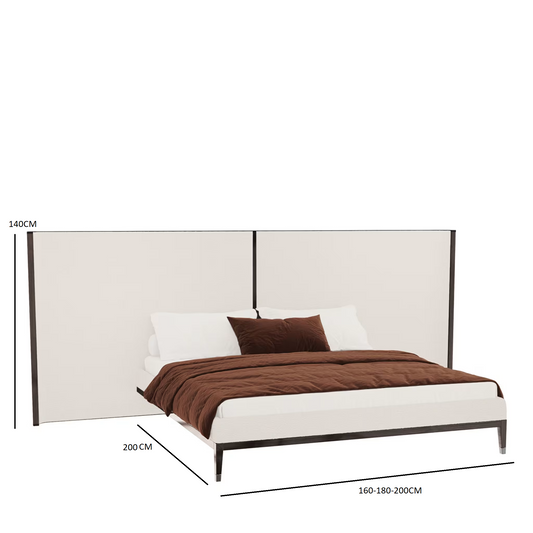 Thyia 140 xl italian curved bed in ivory boucle fabric