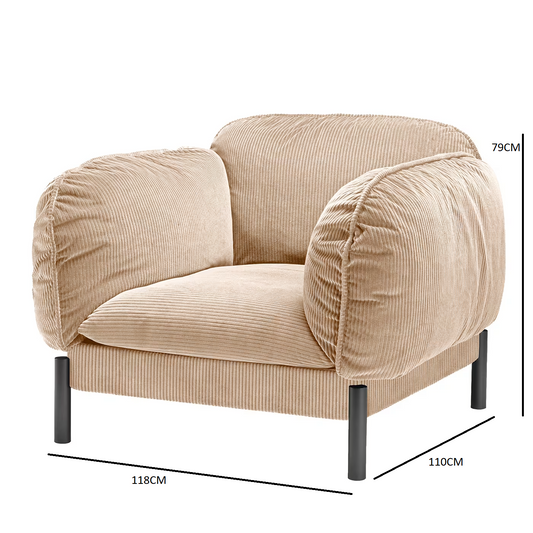 Tarantino beige velvet armchair