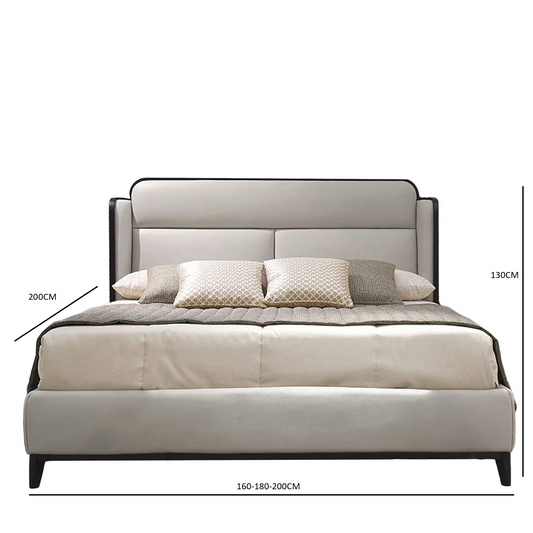 Grey leather bed