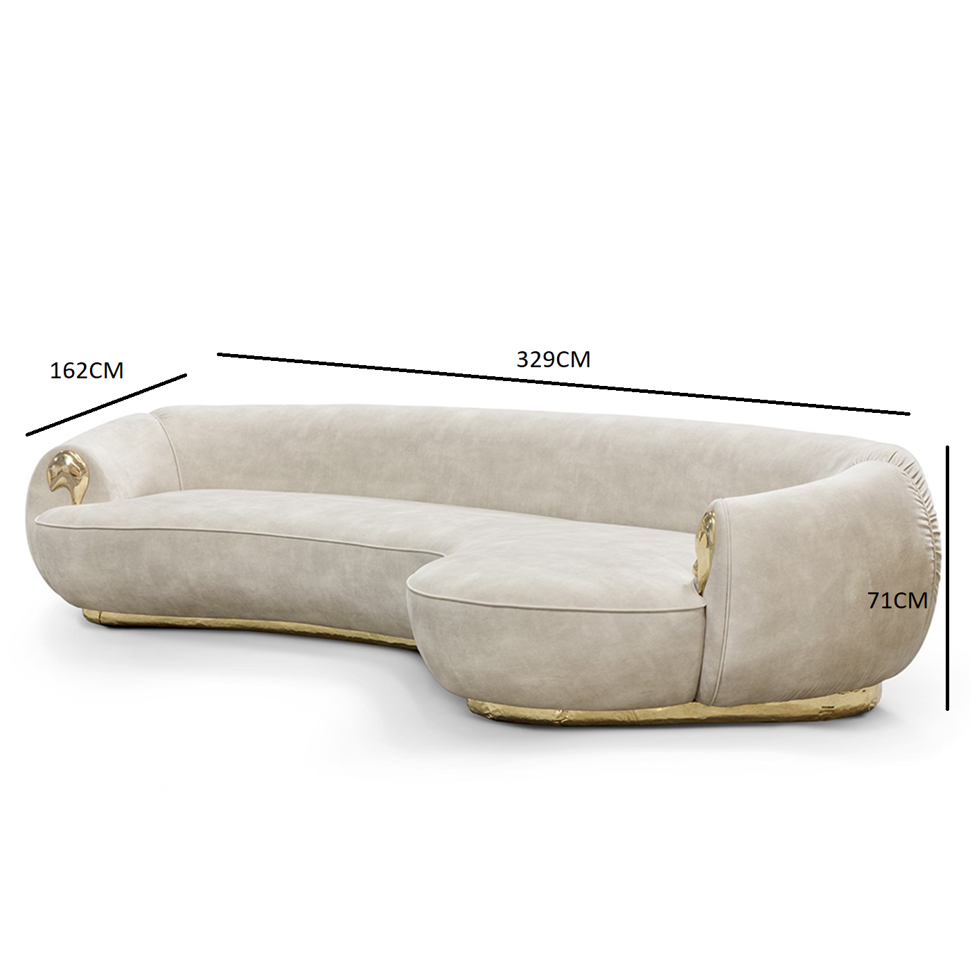 NEBET Luxurious Large Sofa in Gold