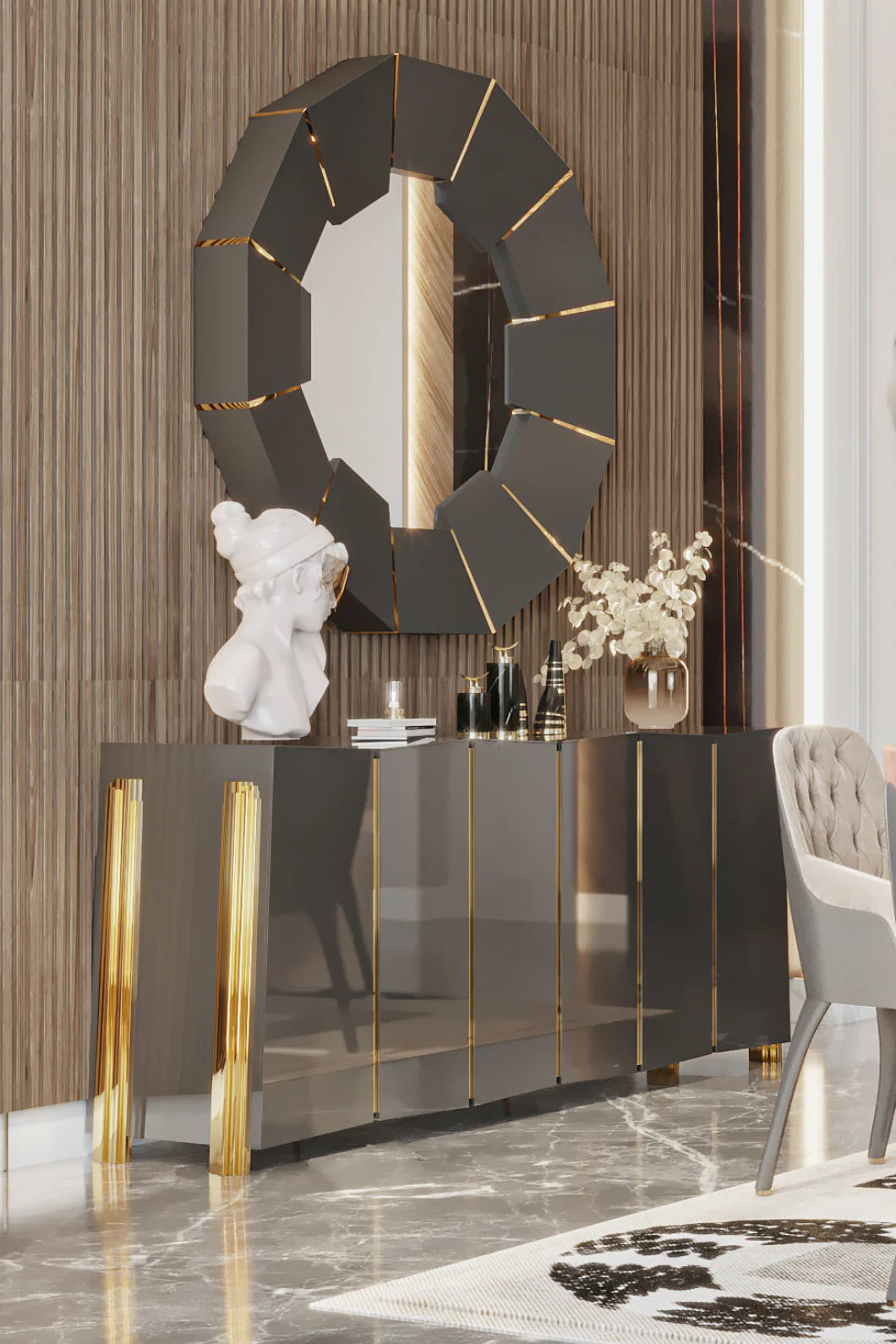 zig-zag black and gold cabinet