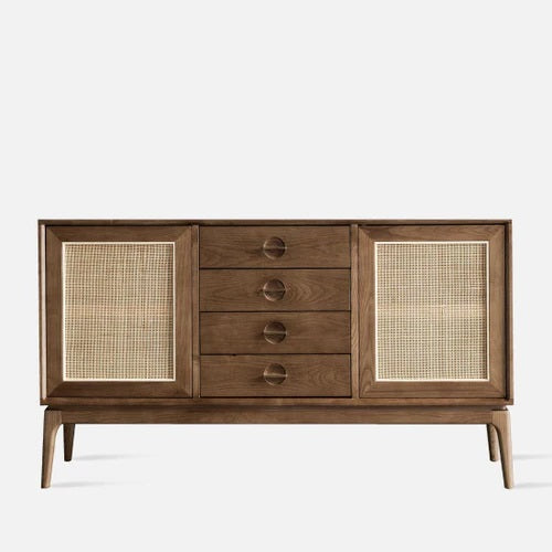 Wooden Rattan Storage Shelf