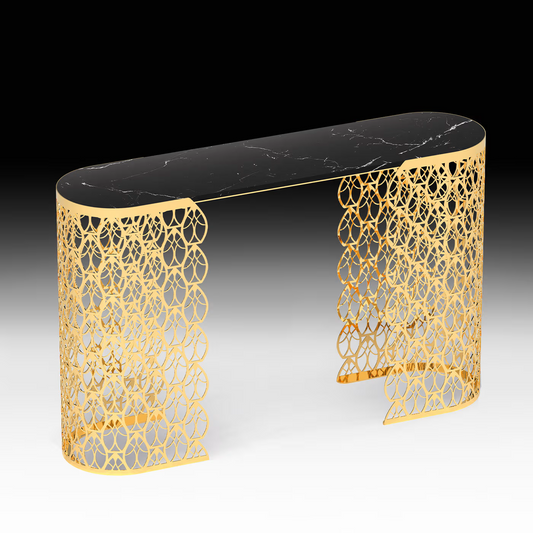 Fitzgerald arabesque console with black marble top
