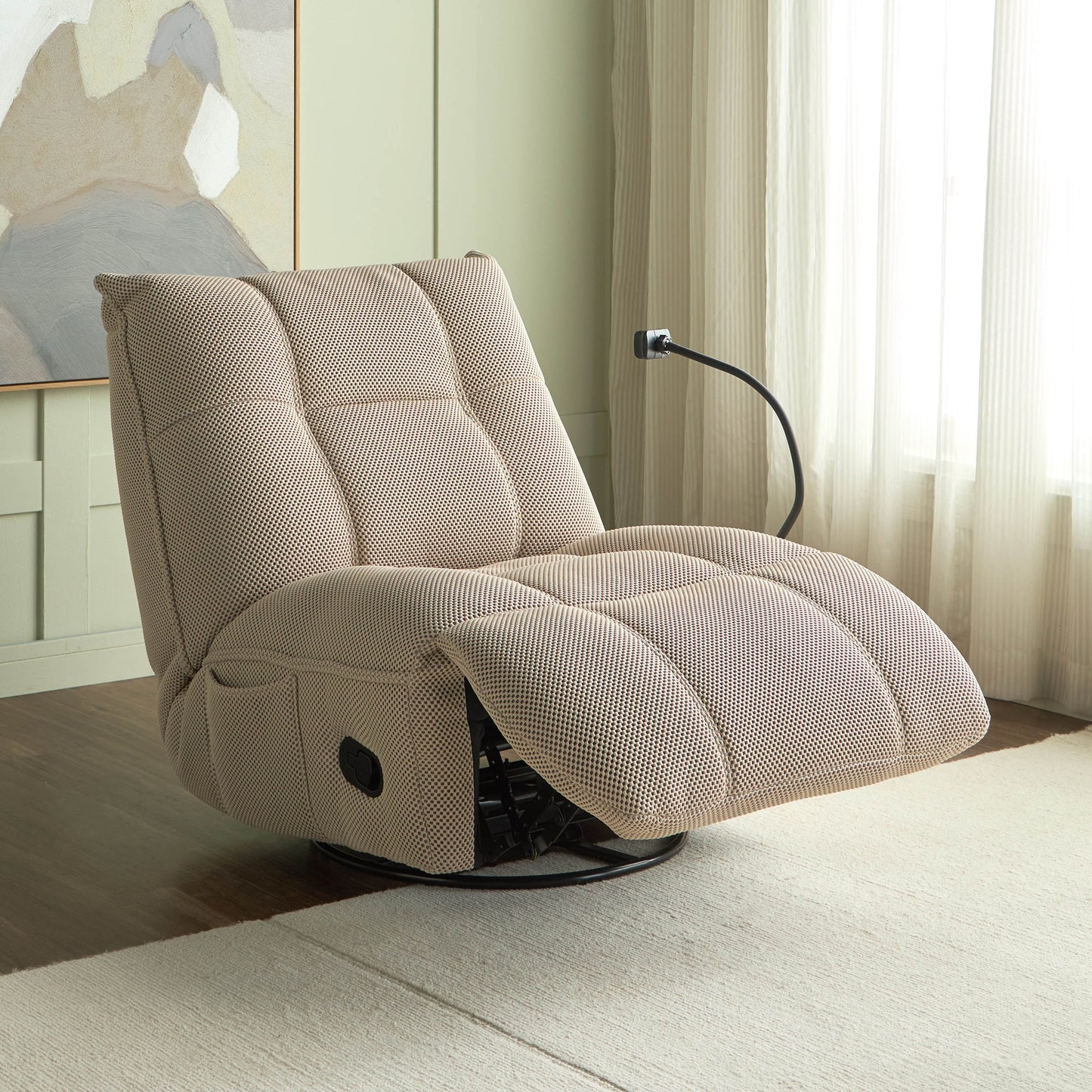 Fabric rocking recliner chair