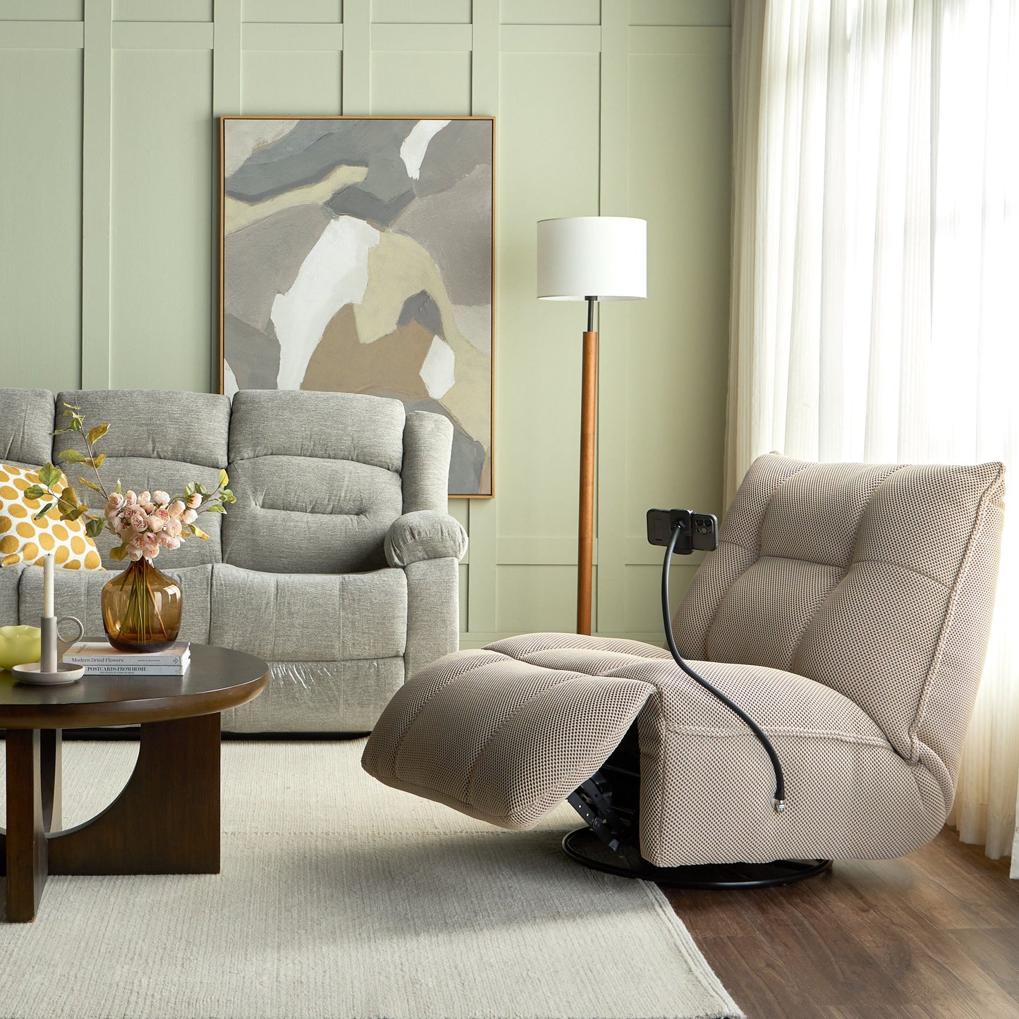 Fabric rocking recliner chair