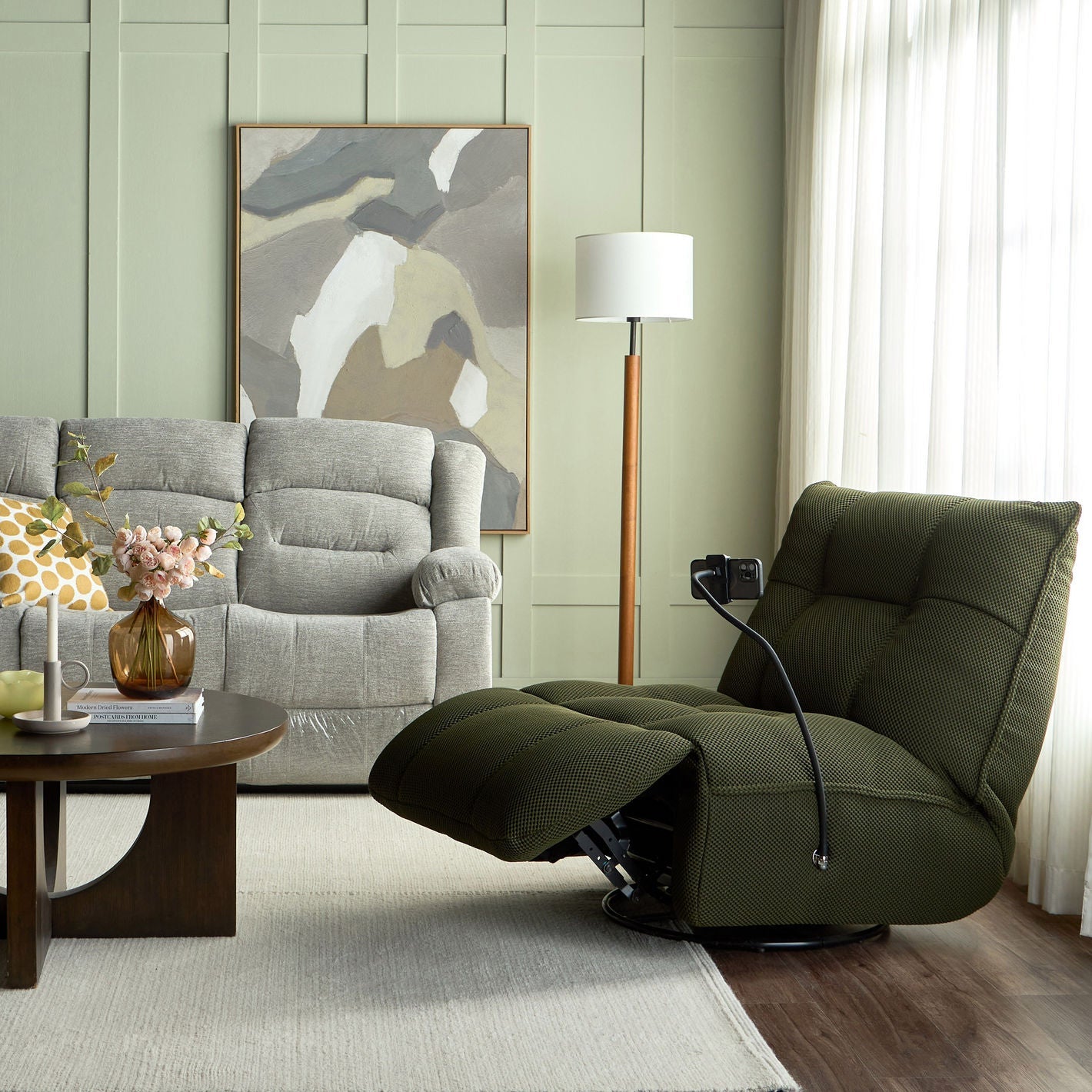 Fabric rocking recliner chair