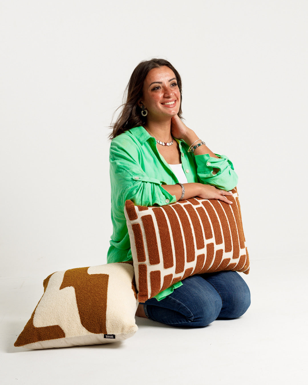 Brown Spark Tufted Cushion