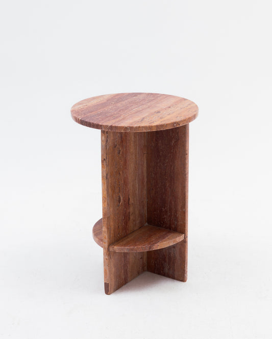 Red Travertine Side Table