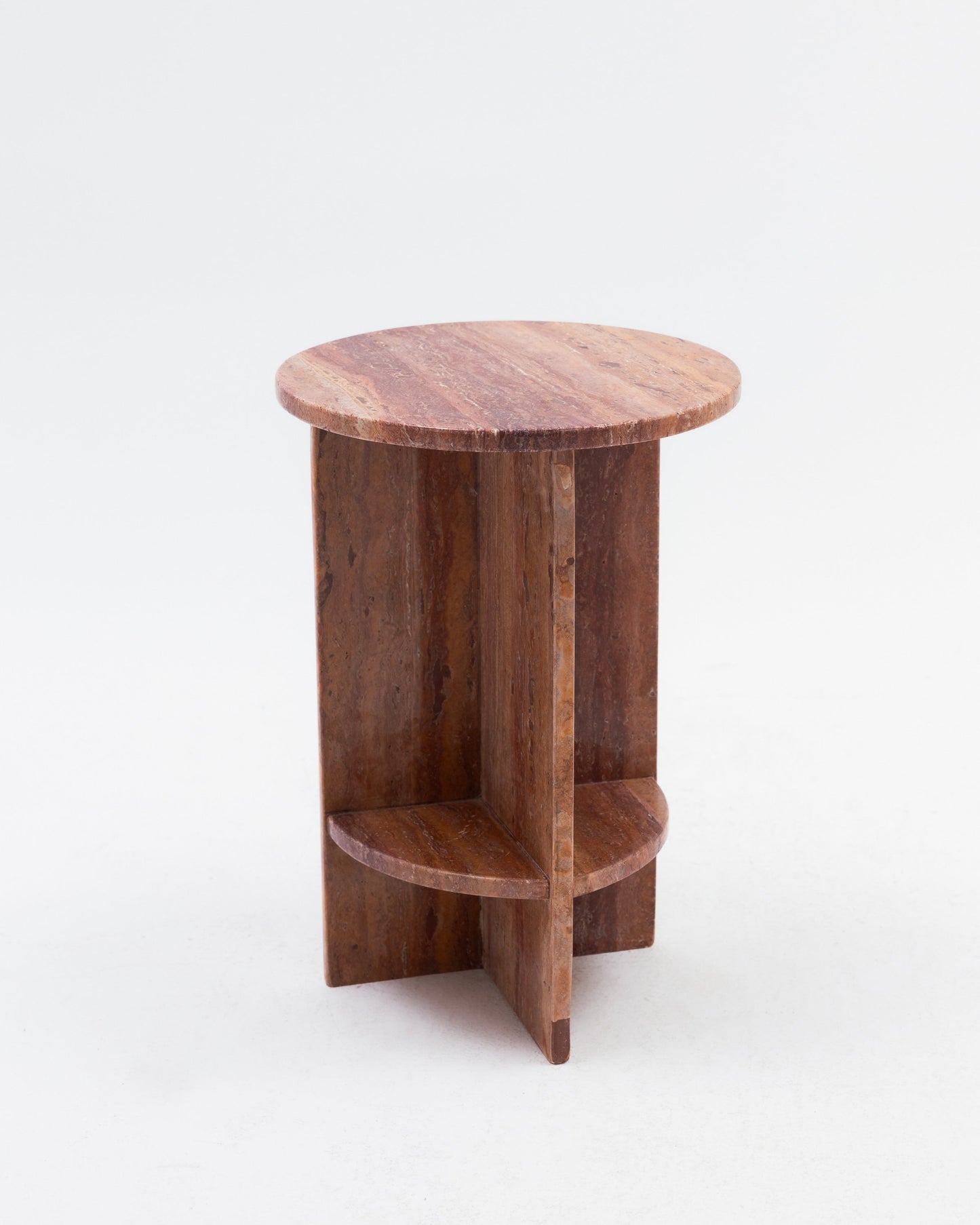 Red Travertine Side Table