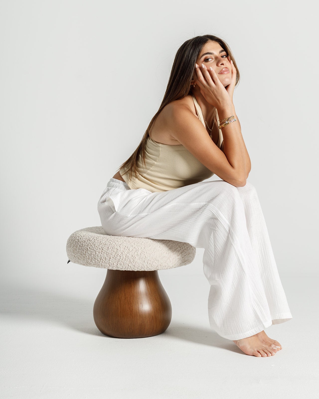 Beige Mushroom Pouf