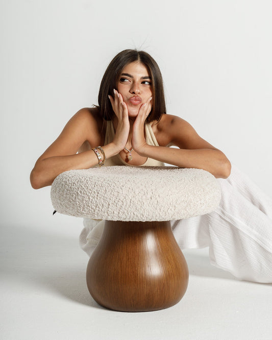 Beige Mushroom Pouf