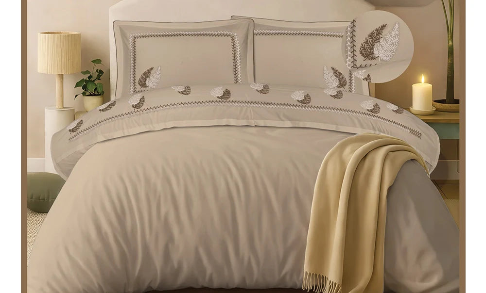 Double leaves embroidered sheet, 4 pieces