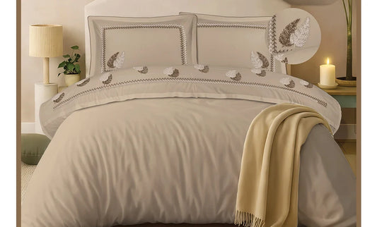 Double leaves embroidered sheet, 4 pieces