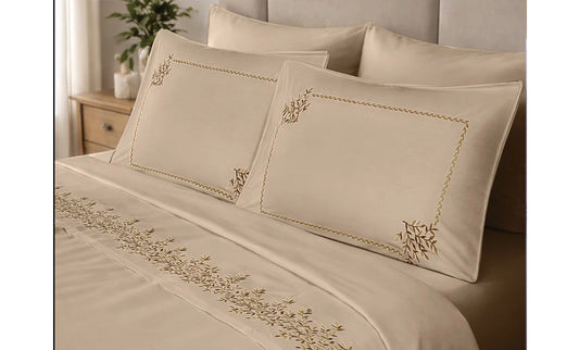 Double embroidered bed sheet, 4 pieces