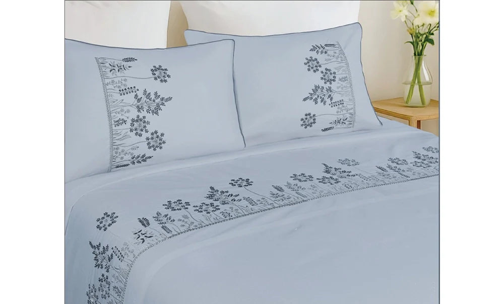 Double branch embroidered sheet, 4 pieces