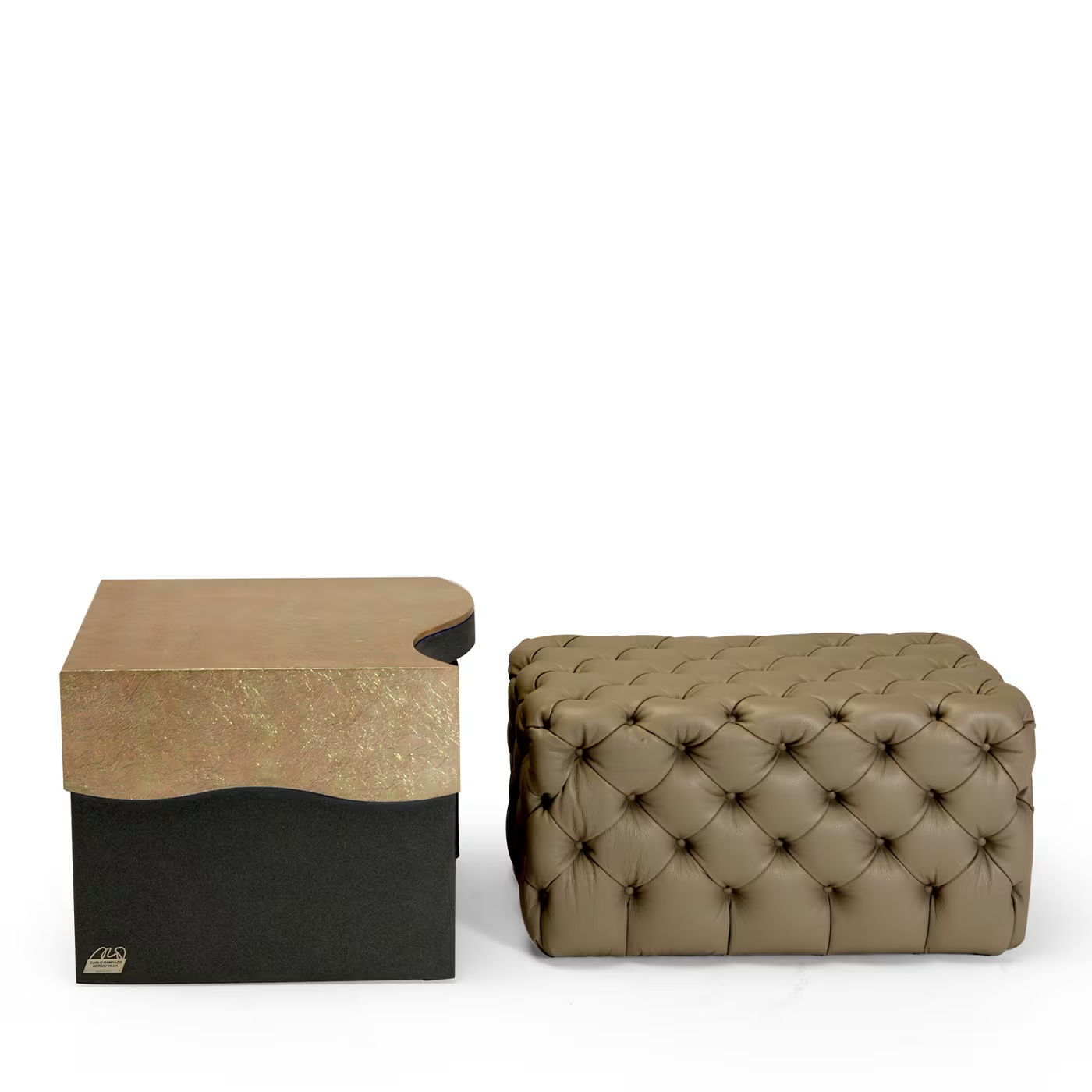 Ceto onda leather pouf