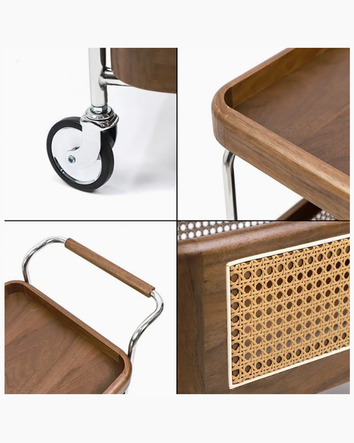 Walnut Rattan Trolley