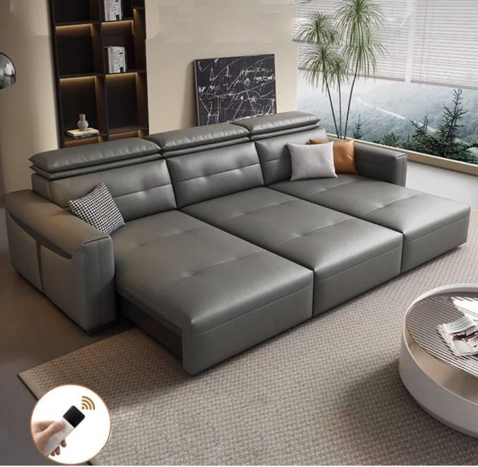 Versatile Multi-Angle Electric Leather Sectional Sofa Bed