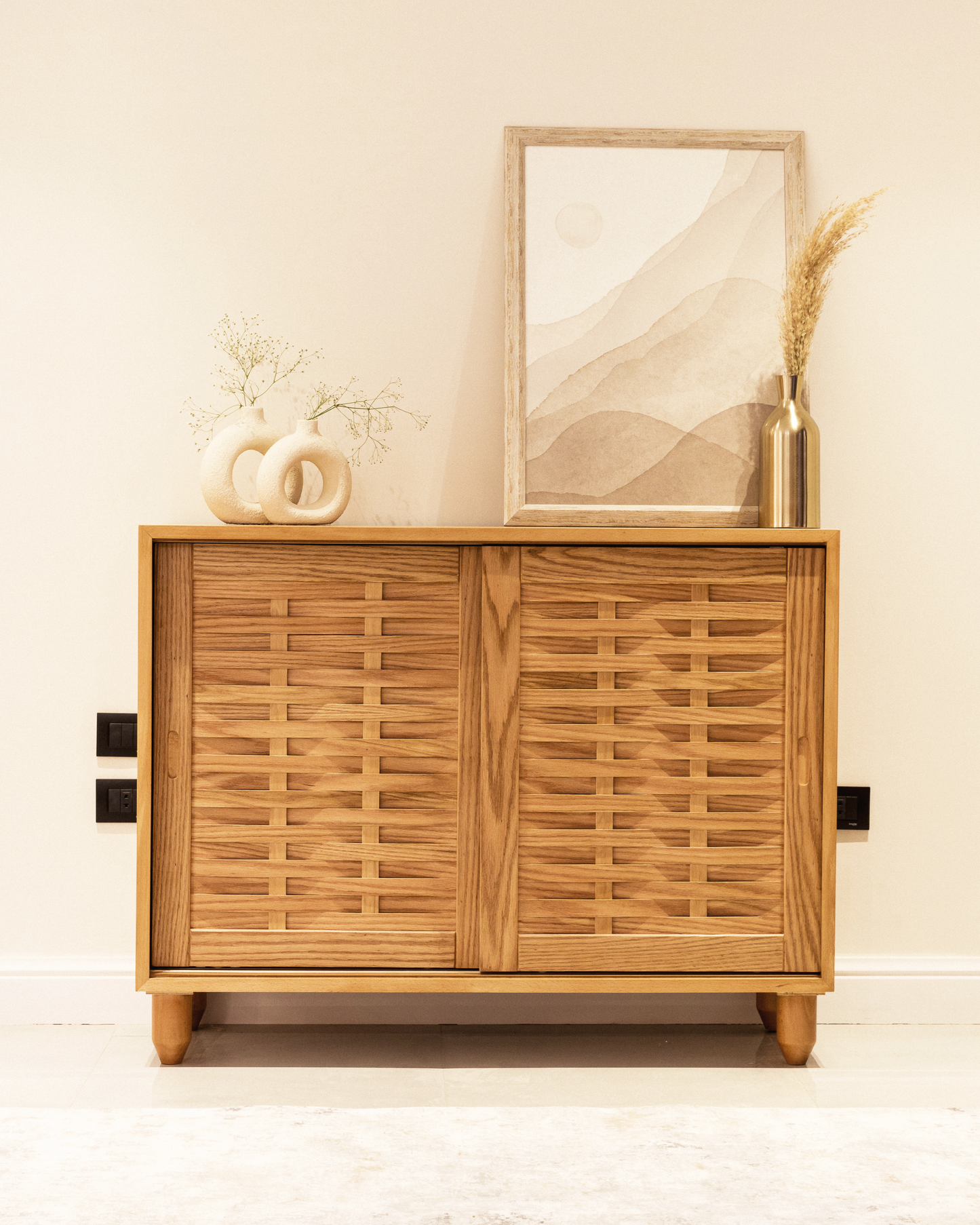 Oak Sliding Shoe Storage