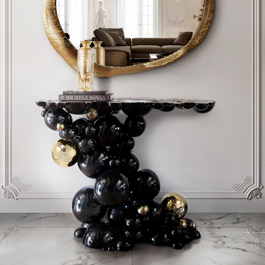 Black and Gold Console Table Orbit