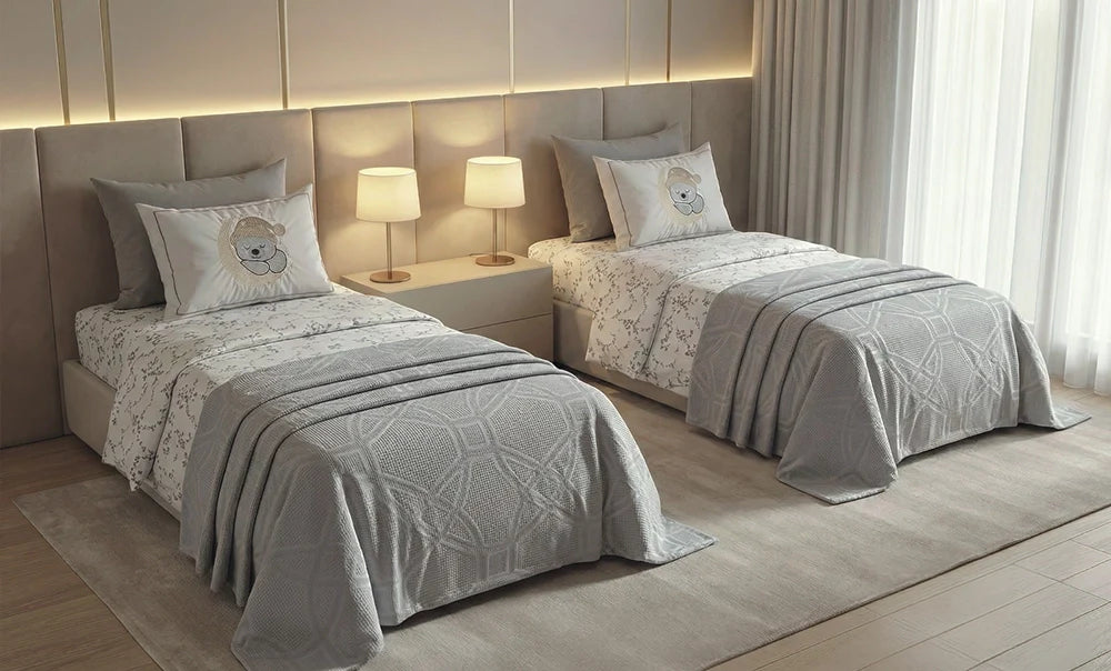 Camila single embroidered Ebro coverlet, 6 pieces