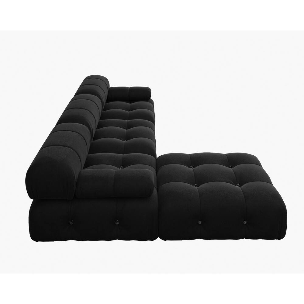 Luxe Black Velvet Modular Sectional Sofa