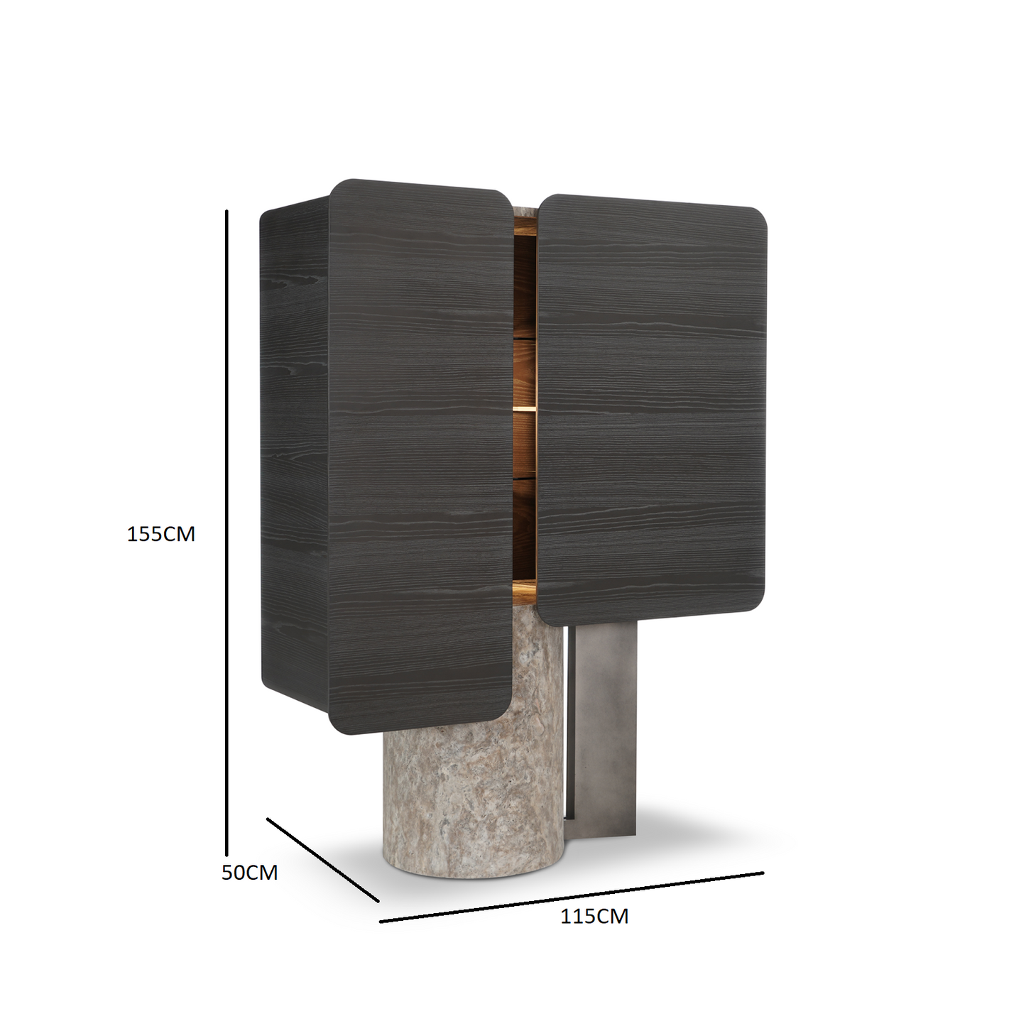 Whimsical Stone and Wood Cabinet