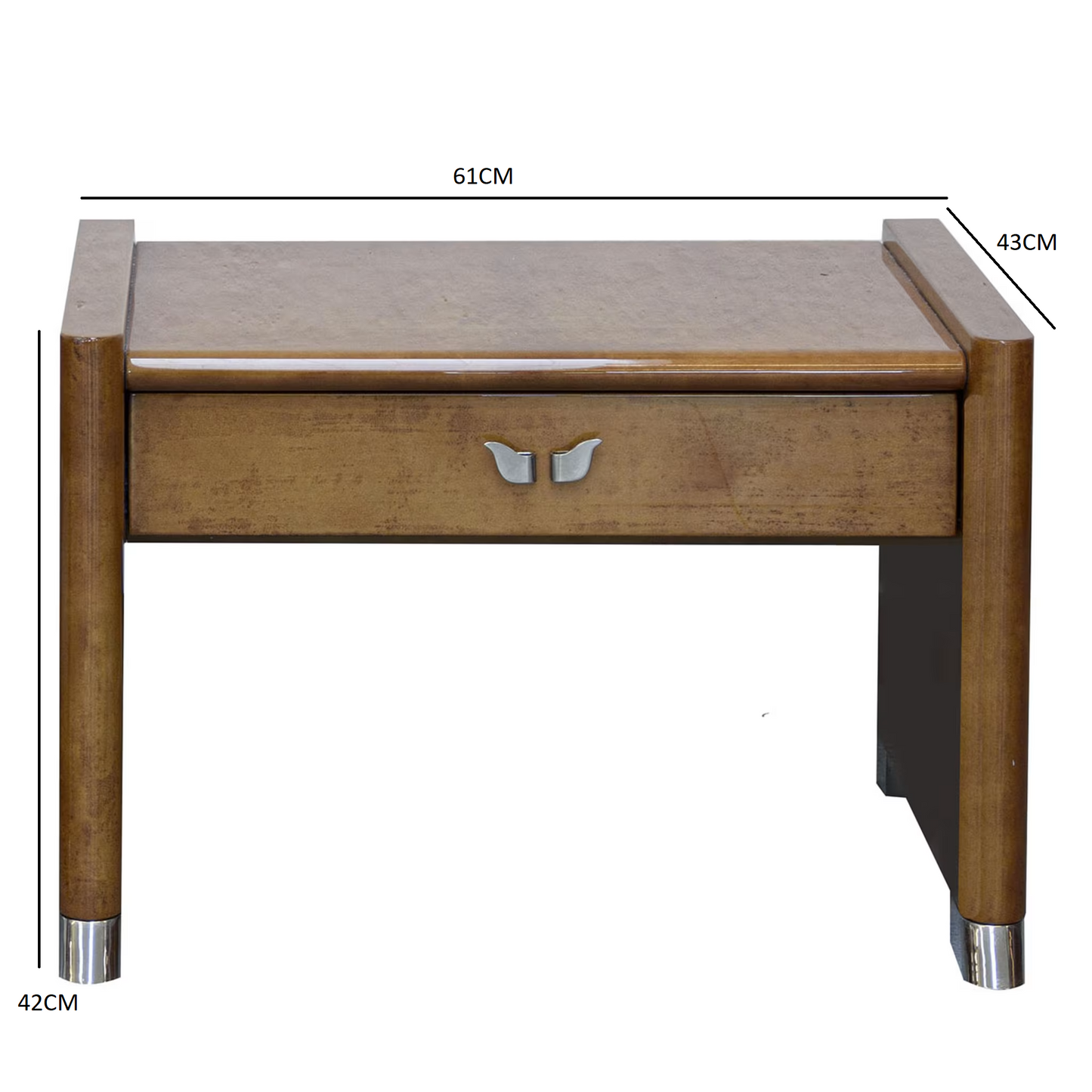 Vintage goatskin bedside table