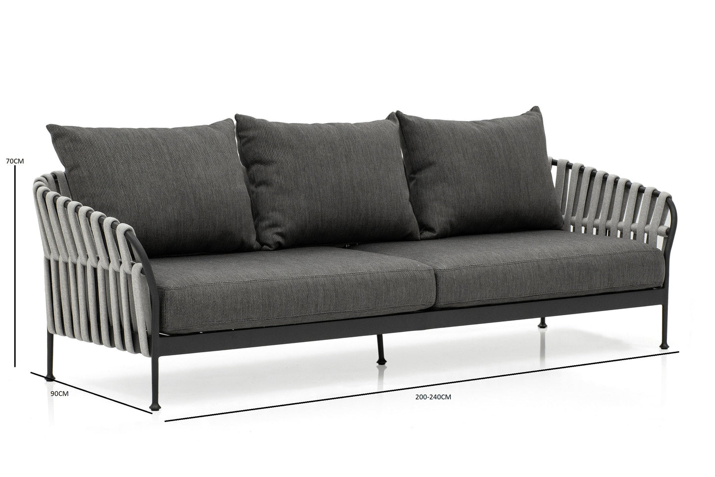 Grey fabric frame outdoor sofas