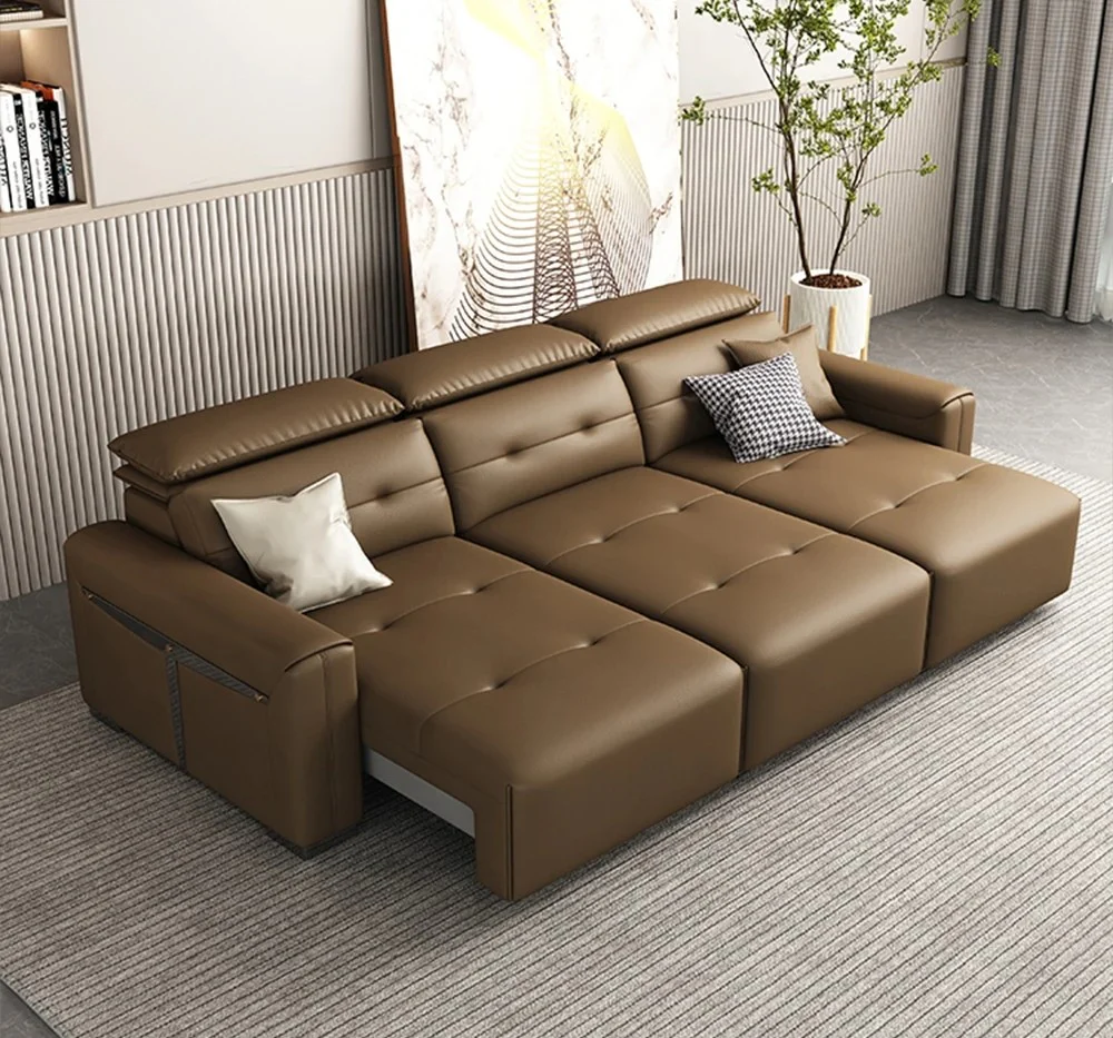 Versatile Multi-Angle Electric Leather Sectional Sofa Bed