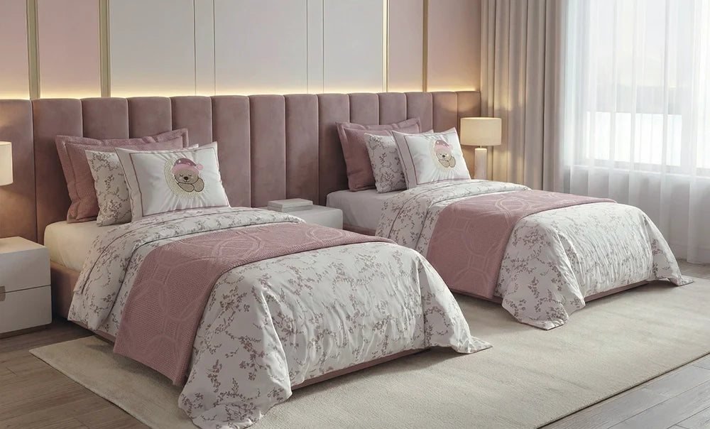 Camila single embroidered Ebro coverlet, 6 pieces